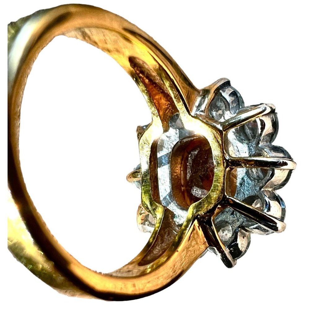 Heated Citrine & Rhinestone Ring Size 8 Brilliant Cut Engagement - Picture 8 of 12